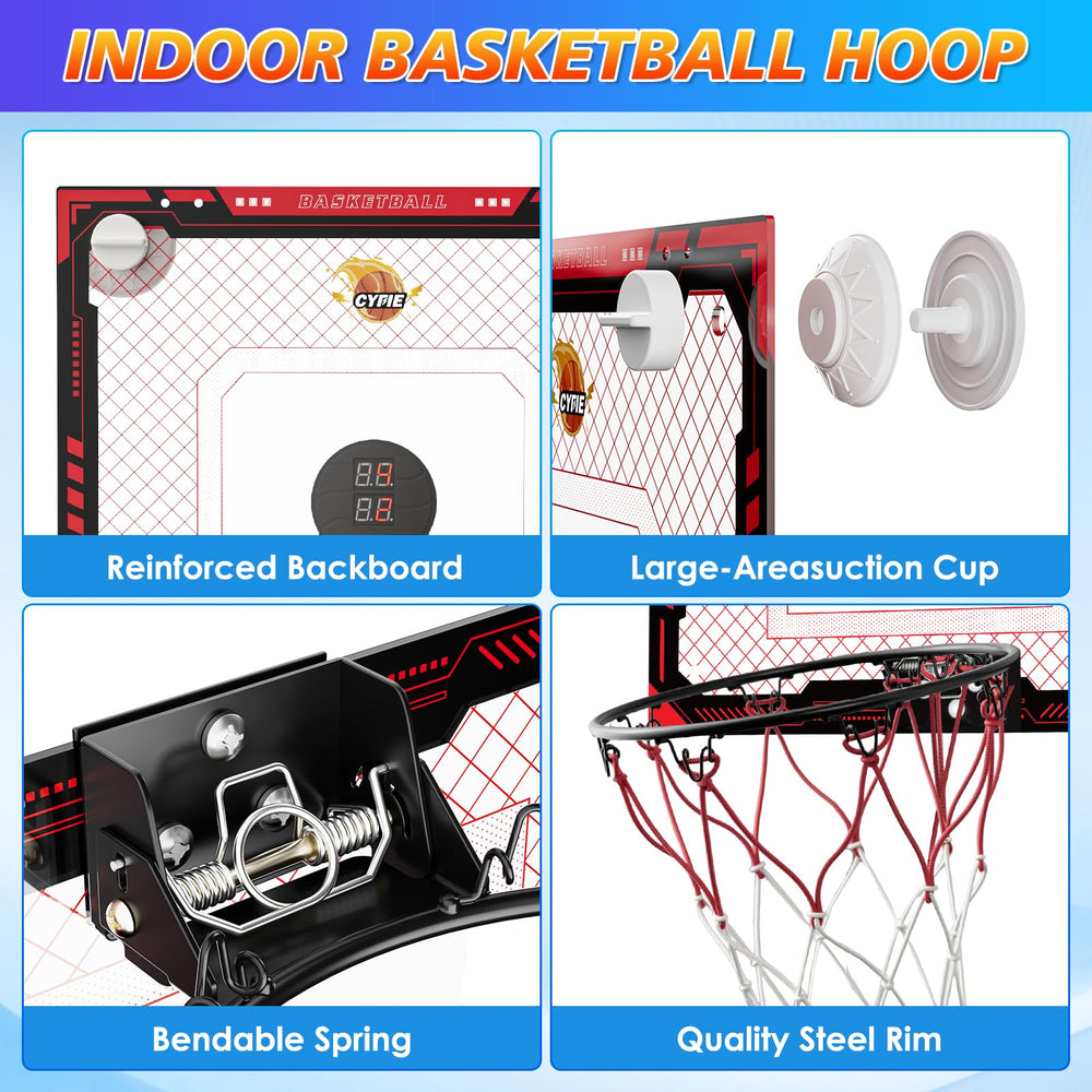 CYFIE suction cup basketball hoop scoreboard displays instant cheers for motivation