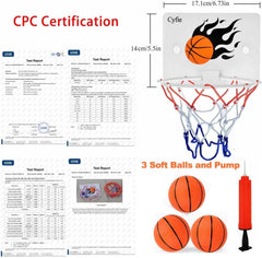 Cyfie suction cups basketball hoop securely sticks to glass for mess-free play.