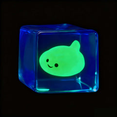 CYICTOY Stress Cube glow-blobfish inside lights up after dark.