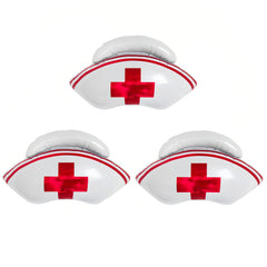 CYMYLAR nurse cap balloon set, front view, ideal centerpiece for a nurse party.