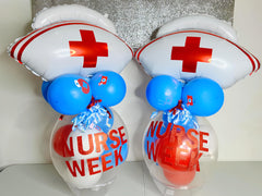 CYMYLAR nurse cap balloon inflated to 26x22 inches enhances photos.