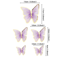 Cyodoos purple gold edge butterfly topper medium size, ideal for cupcakes and desserts.