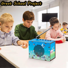 CYOEST FM Radio Kit blue casing showcases stylish design for classroom or home projects.