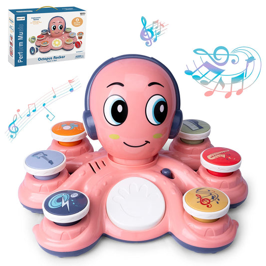 CYURMJUN baby octopus music toy with vibrant lights encourages rhythm recognition.