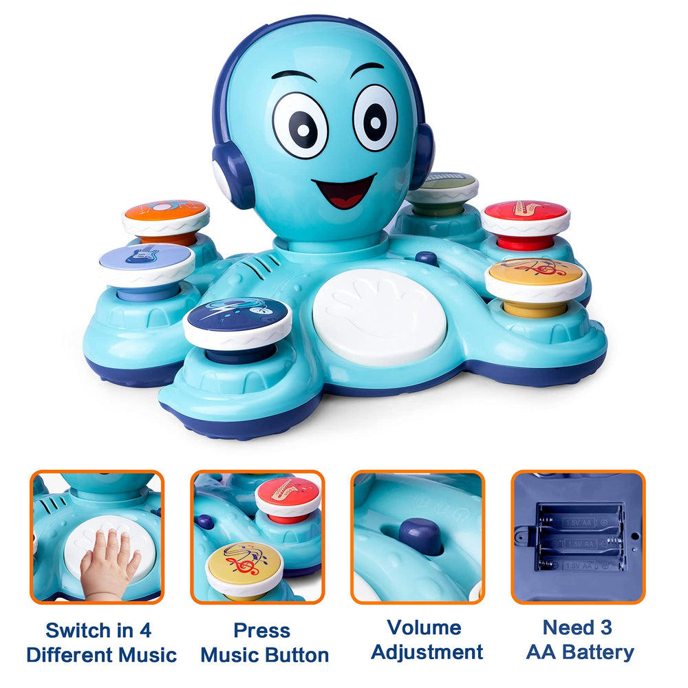 CYURMJUN octopus music toy LED light effects attract attention and guide rhythm.