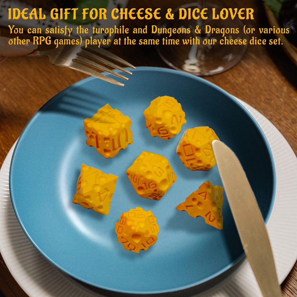 CZYY Cheese Dice Set on table showing group RPG session readiness.