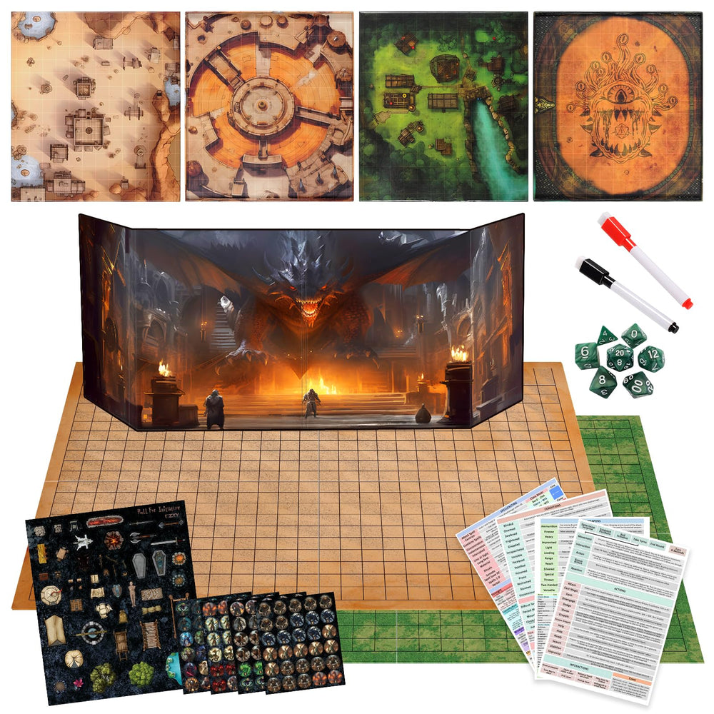 CZYY foldable battle mat with DM screen for dynamic RPG sessions