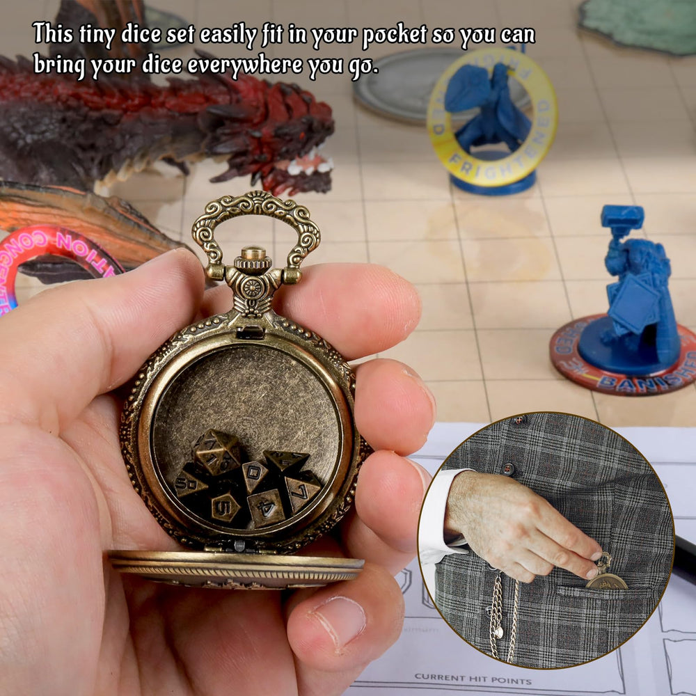CZYY pocket watch shell case in bronze showing dice storage design