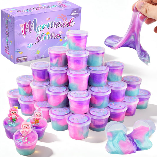 D'ALBA 48-pack mermaid slime cups box, ideal for party favors and easy distribution.