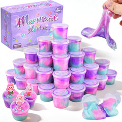 D'ALBA 48-pack mermaid slime cups box, ideal for party favors and easy distribution.