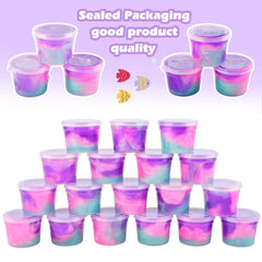 D'ALBA party favors display with mermaid slime cups, perfect for events.