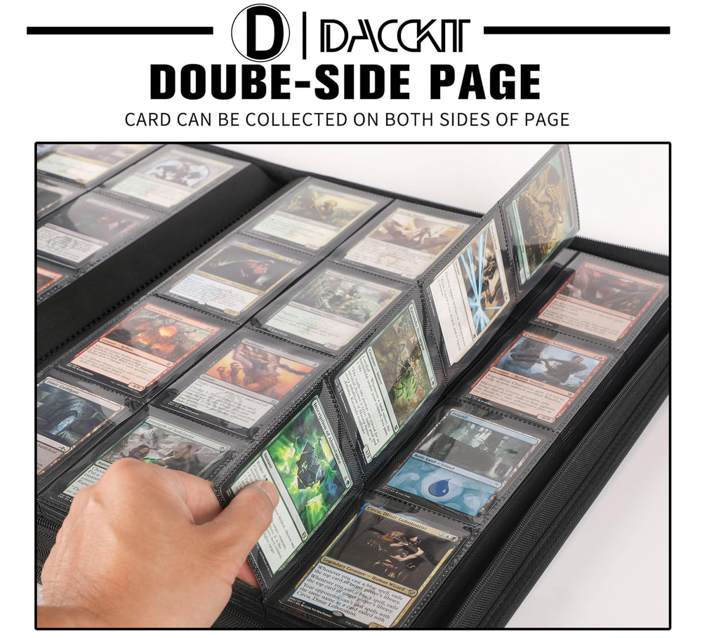 Zippered protection keeps cards secure when the binder is closed