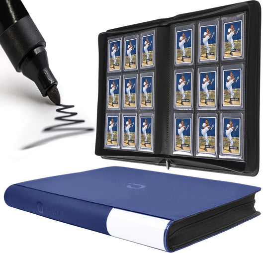 D DACCKIT Top Loader Binder cover in navy with secure binding for card protection and on-the-go storage.