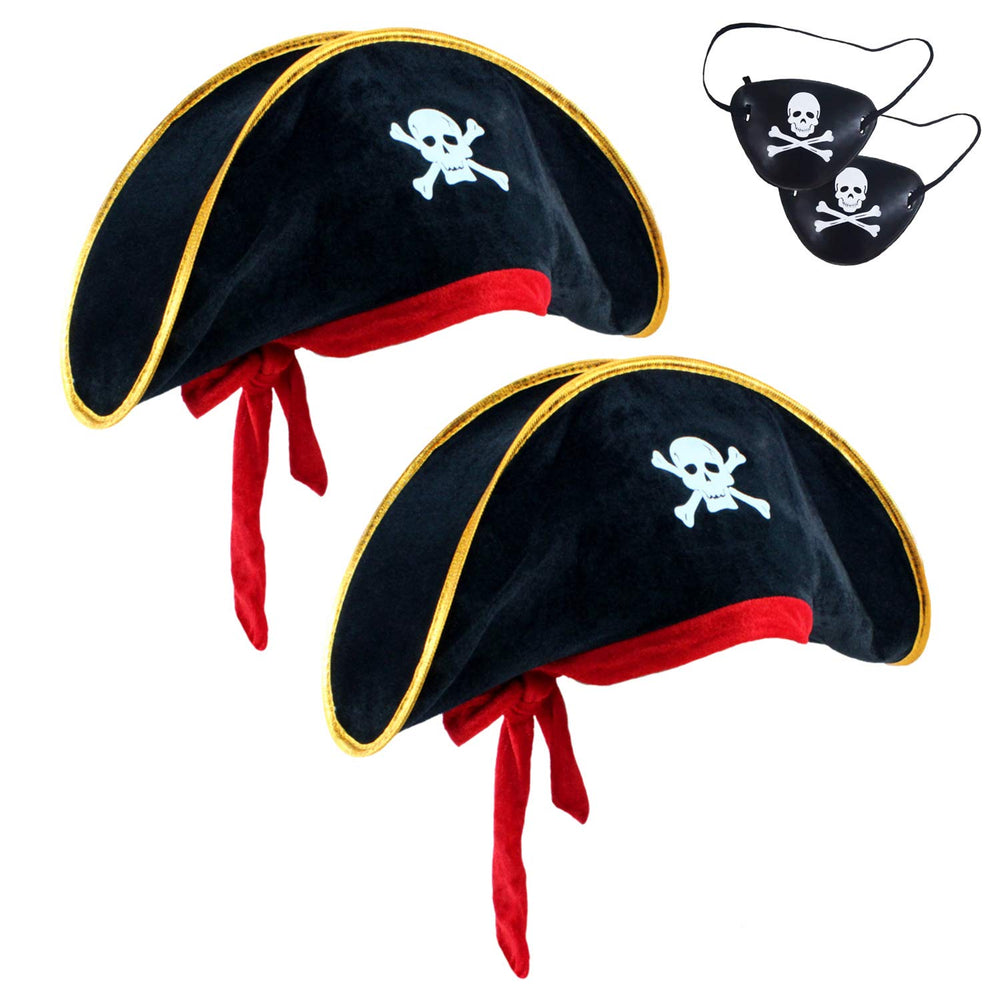 D-Fokes pirate hat in black velvet for bold costume flair.