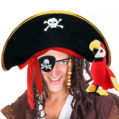 D-Fokes pirate hat with red strap showcases skull motif for kids' cosplay
