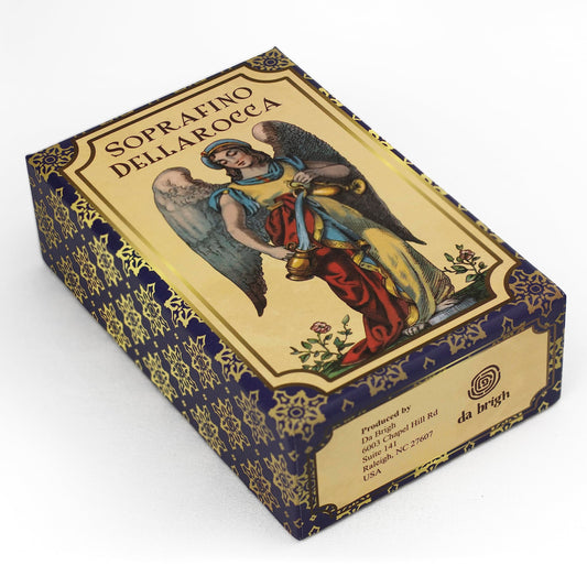 Da Brigh Soprafino Dellarocca Tarot Deck cover with vintage-inspired artwork for reflection