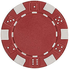 DA VINCI 50 dice-striped red chips shown in a stack highlighting the premium color and weight