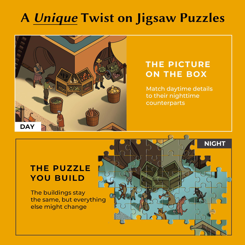 da Vinci's Room Time Warp Night Scene puzzle showcases mood shifts as you piece together