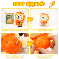 Daboot lion toy with lights and sounds engages during playtime.