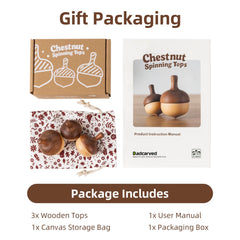 DadCarved gift-ready packaging for wooden spinning tops