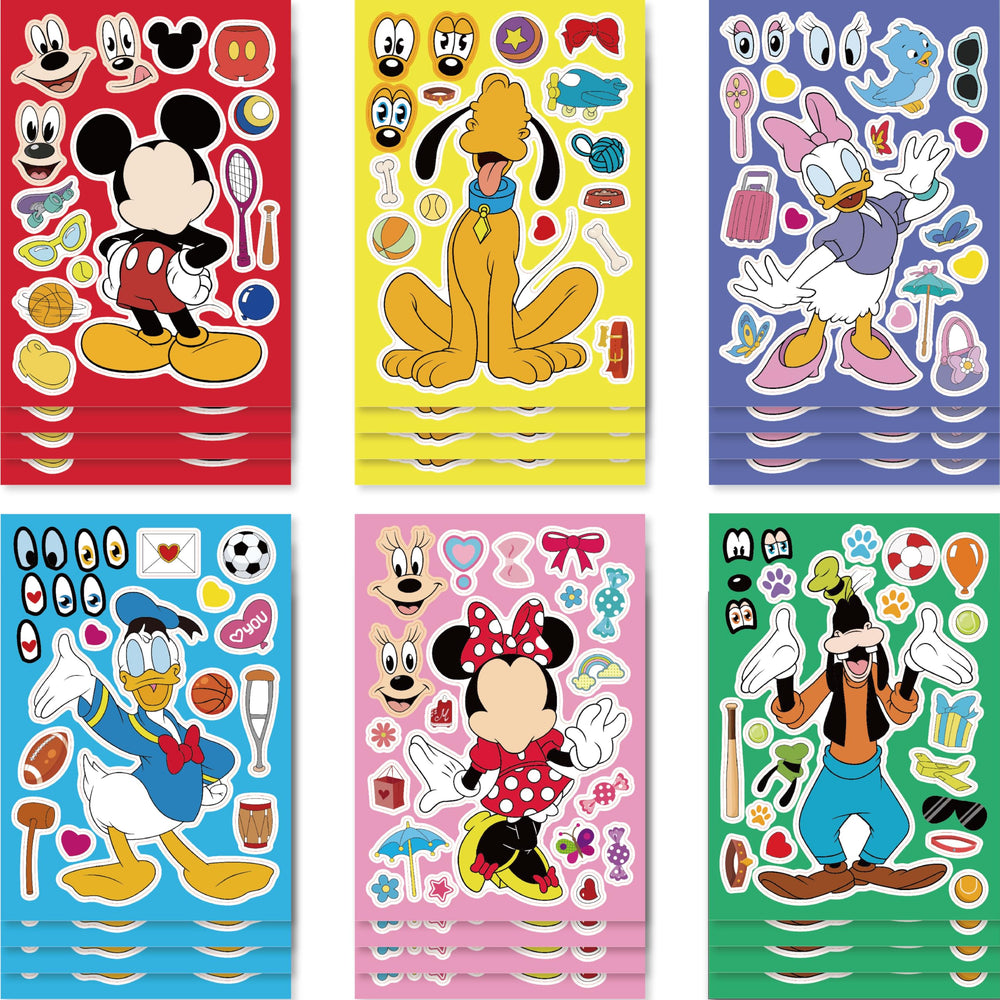 DaeSichi Make-a-face stickers feature six character designs for DIY party decorations.