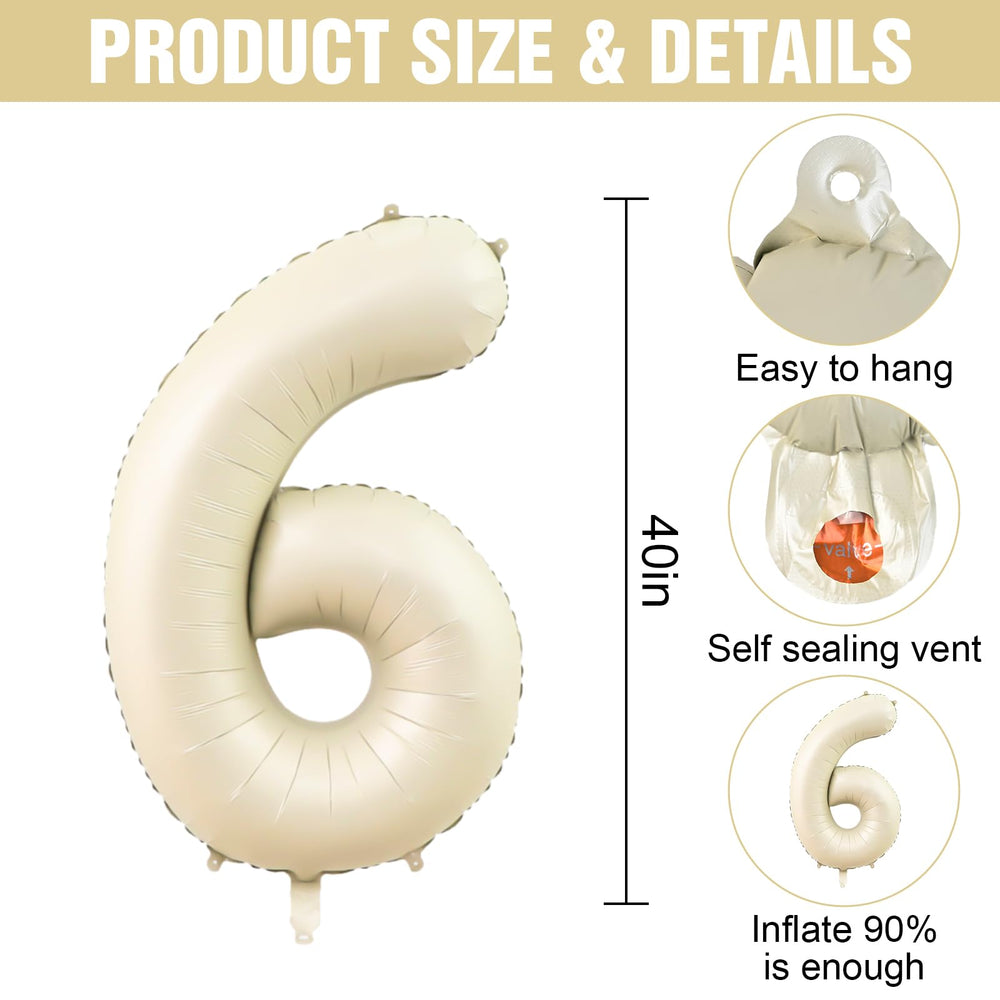 Dagelar cream-number balloon with embossed edges for elegant party styling.