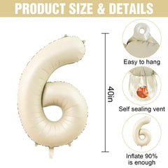 Dagelar cream-number balloon with embossed edges for elegant party styling.