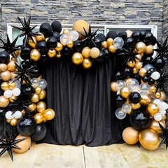 Dagelar metallic black balloon with ribbon for quick setup