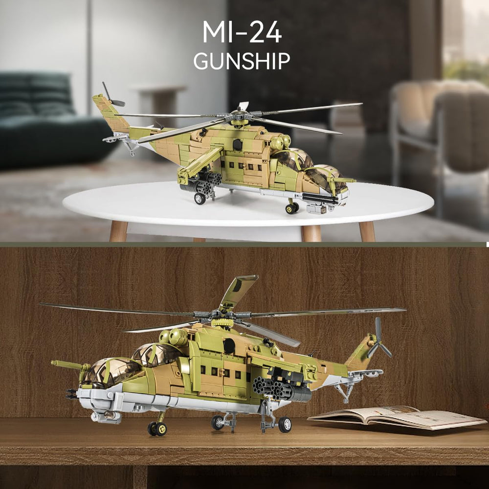 DAHONPA MI-24S rotor area with 360-degree rotation for dynamic building play.