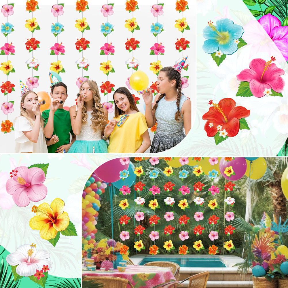 Daifunli luau hibiscus banners enhance entryways and party tables with color.