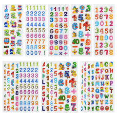 DaiUni 24-sheets 3D puffy stickers with numbers and letters for learning rewards.