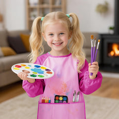 DaiUni pink art smock ideal for preschool crafts and cooking.