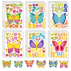 DaiUni butterfly face stickers kit 24 sheets for kids' crafts and party favors