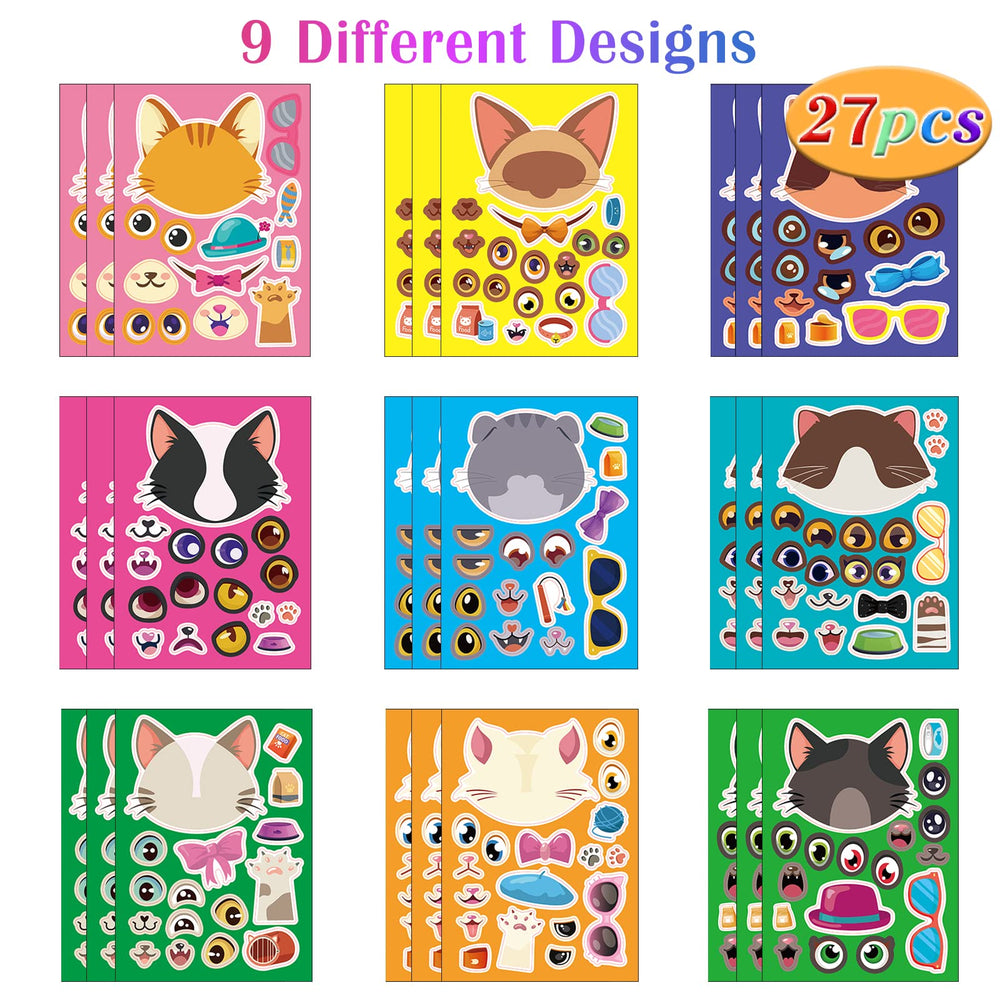 DaiUni cat face stickers provide 3 sheets per design for varied activity options