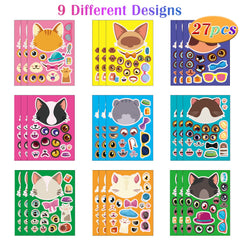 DaiUni cat face stickers provide 3 sheets per design for varied activity options