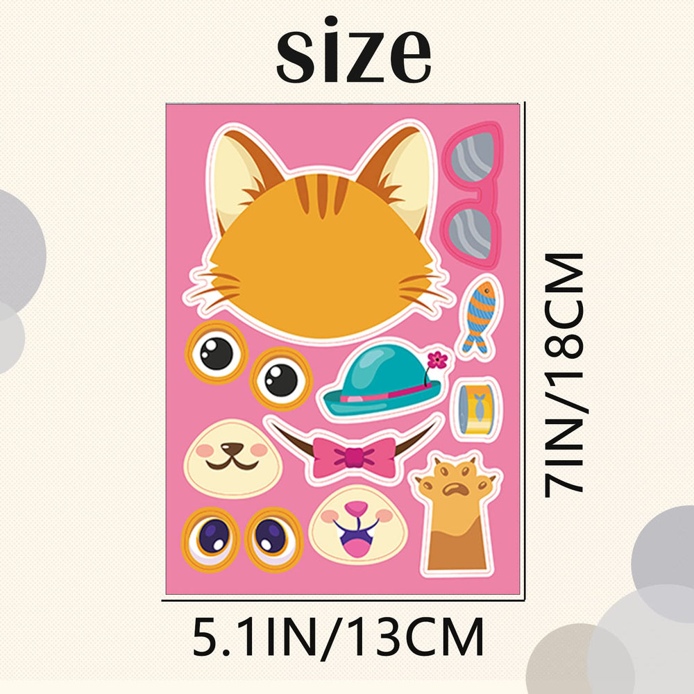 DaiUni cat face stickers come in a 7x5-1-inch size for easy handling