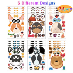 DaiUni dog make-a-face sticker sheet showcasing bright, non-toxic stickers for classroom fun.