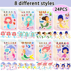DaiUni mermaid sticker sheet featuring easy-peel vinyl for re-sticking