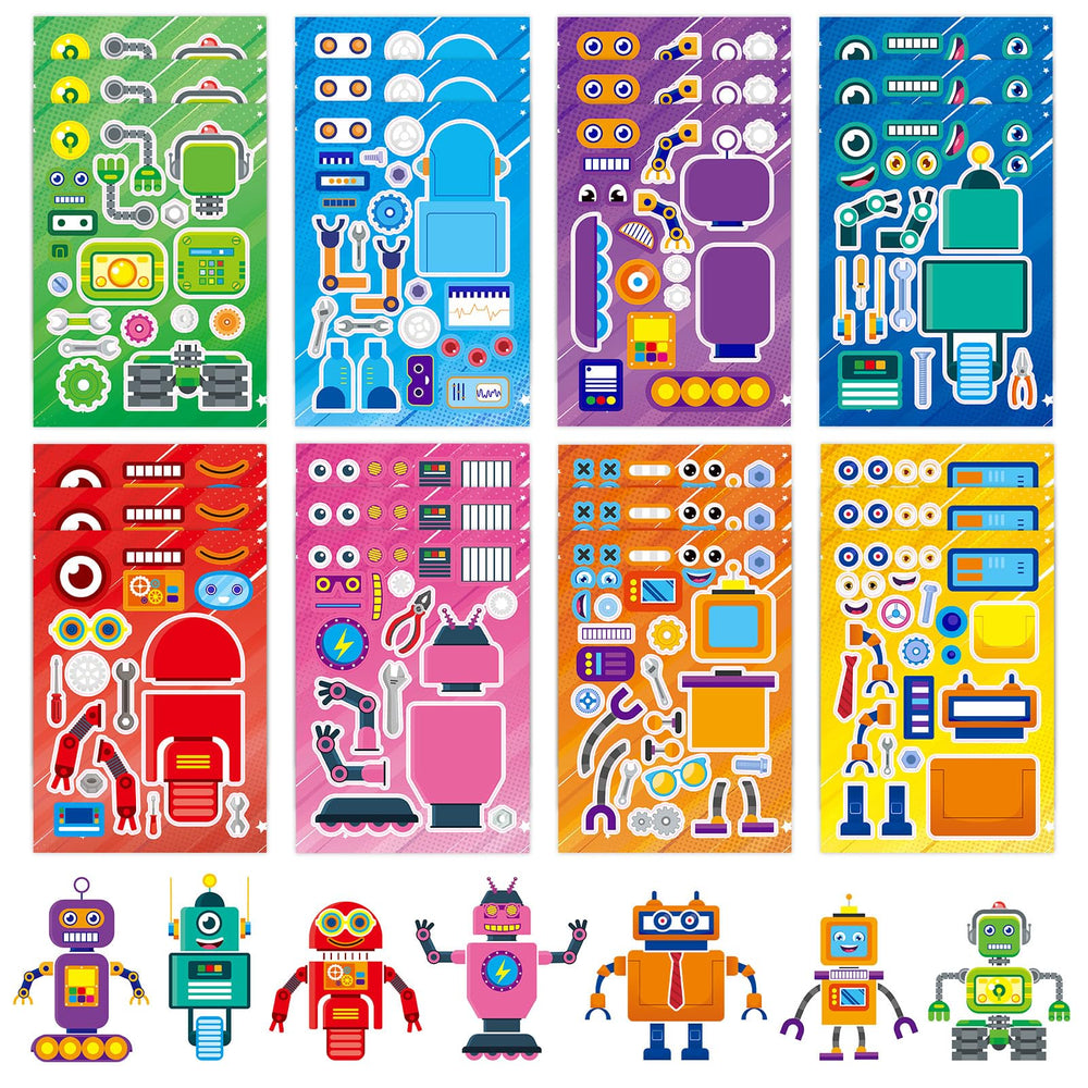 DaiUni robot face sticker sheet front view for kids crafts