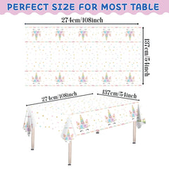 DaiUni unicorns tablecloth close-up shows vibrant design boosting party ambiance.