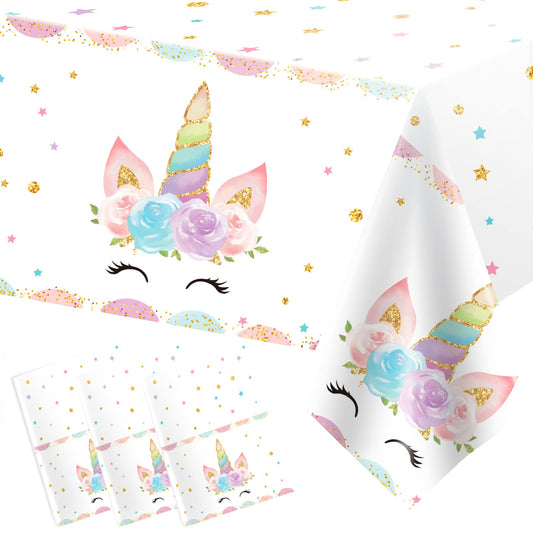 DaiUni unicorns tablecloth with colorful design for festive decorating