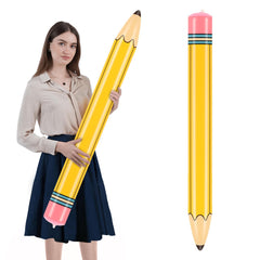 Dalycro 43-inch inflatable pencil, front view, eye-catching party centerpiece.