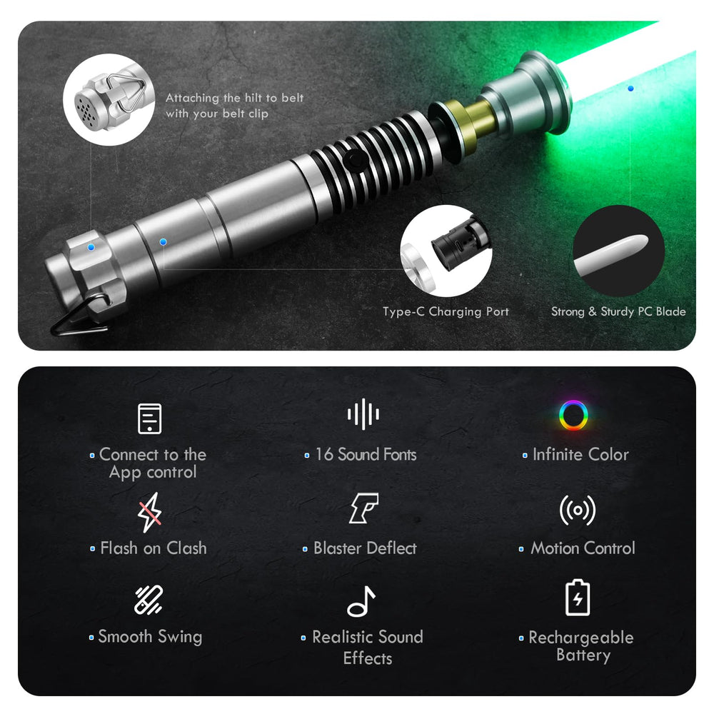 DAMIENSABER RGB V3 blade displays vivid colors for immersive visuals.