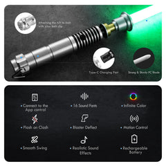 DAMIENSABER RGB V3 blade displays vivid colors for immersive visuals.