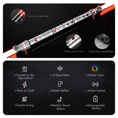 DAMIENSABER motion-control swing for seamless blade activation.