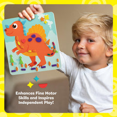 Dan&Darci child using stickers—focused, mess-free creativity.