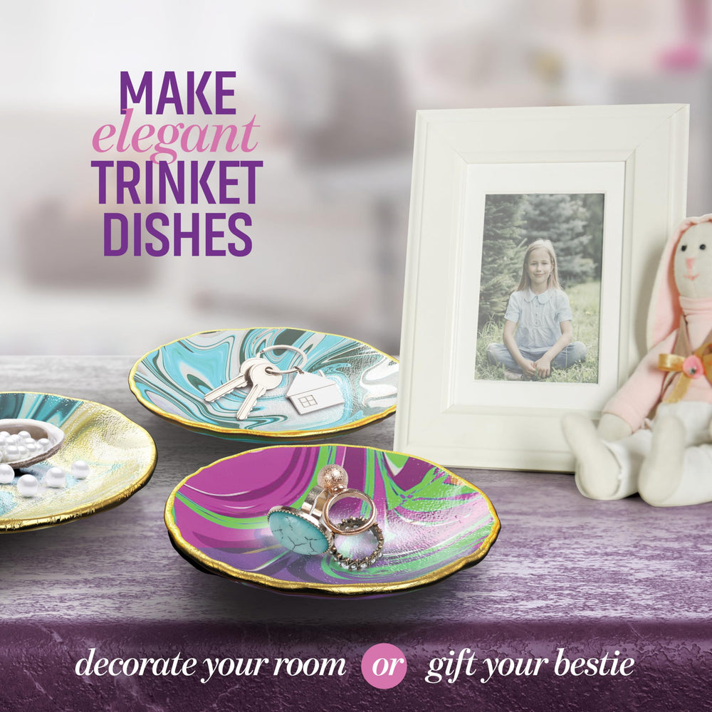 Dan&Darci Craft 'n Clay Jewelry Dish kit metallic paints add shine to creations.
