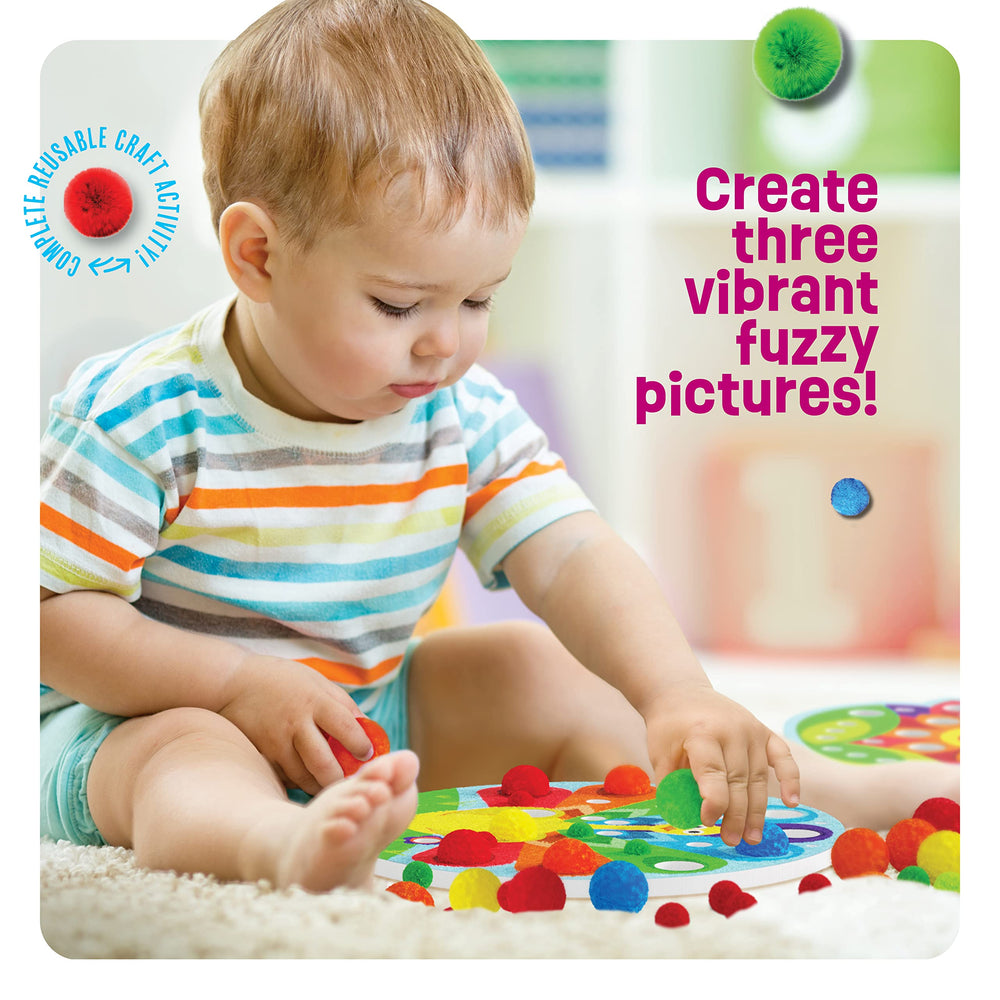 Dan & Darci Pom Pom Art sunflower pattern encourages color recognition and creativity.
