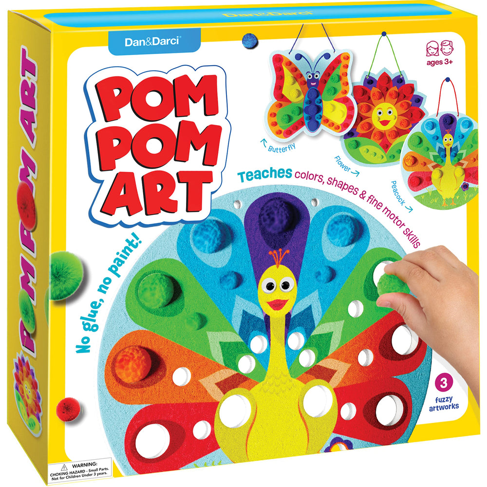 Dan & Darci Pom Pom Art kit sparks early motor skills during quiet time.
