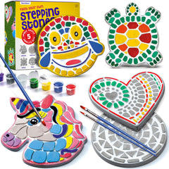 Dan&Darci unicorn stepping stone with colorful paints for creative outdoor decor.